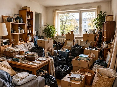 Vollgestellter Wohnraum, den wir beim Vor-Ort-Termin besichtigen